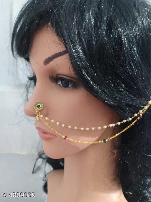 Alloy Gold Plated Nosepins for Women (Multicolor, Free Size)