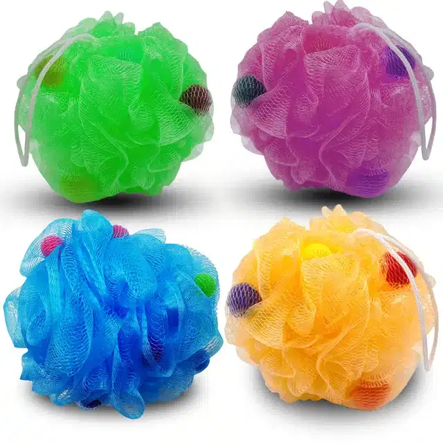 Majestique Shower Puff Loofahs, Combo of 4, B-03