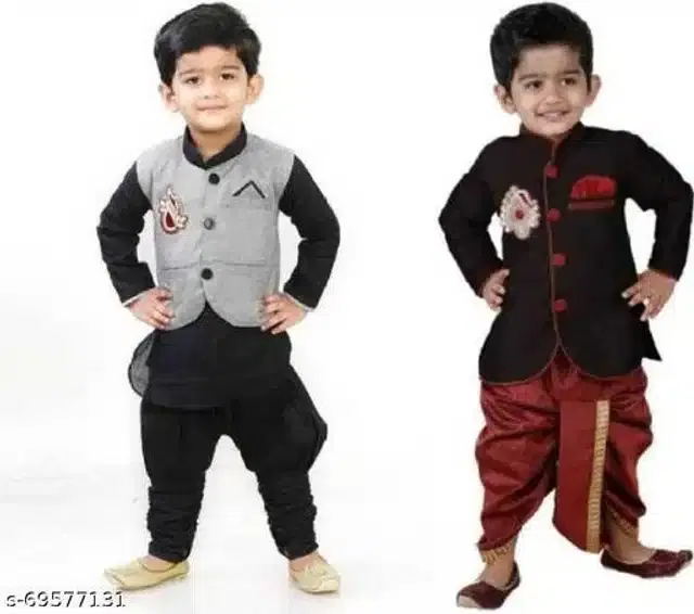Sherwani Set for Boys, Pack of 2 (Multicolor, 5-6 Years)