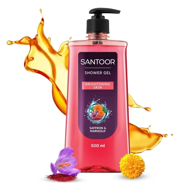 Santoor Brightening Shower Gel With Natural Saffron & Marigold Extracts 500 ml