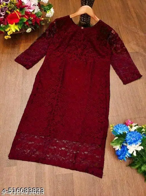 Net Kurti for Women,  Maroon  (S)