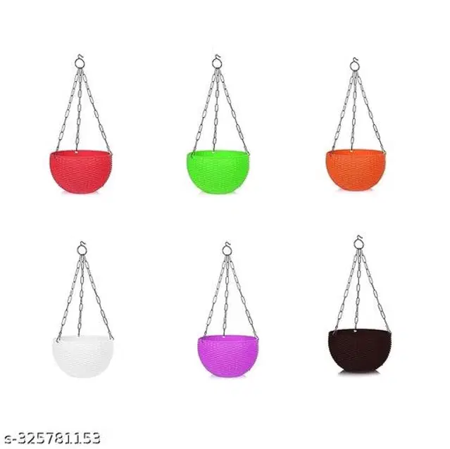 Plastic Hanging Planter, Multicolor, Pack of 6