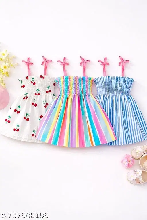 Cotton Set for Girls, Pack of 3 (Multicolor, 6-9 Months)