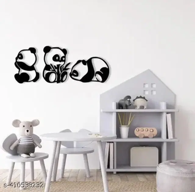 Wooden Wall Decor, Black, Pack of 3