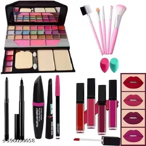 All-in-One Makeup Kit with Eyeshadow, Compact, Lipsticks, Eyeliner, Mascara, Brushes & Beauty Blenders