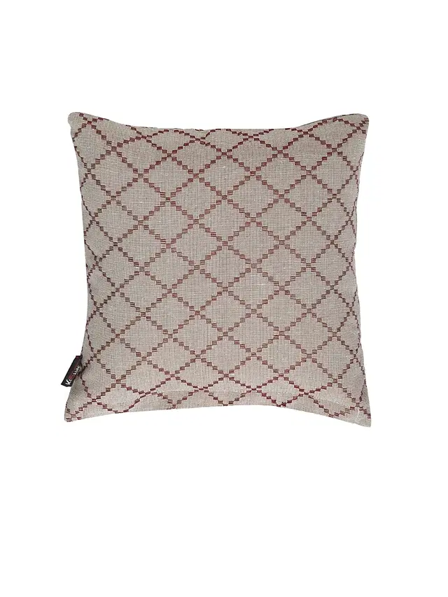 Cotton Cushion Cover, Grey & Maroon, 14x14 inches