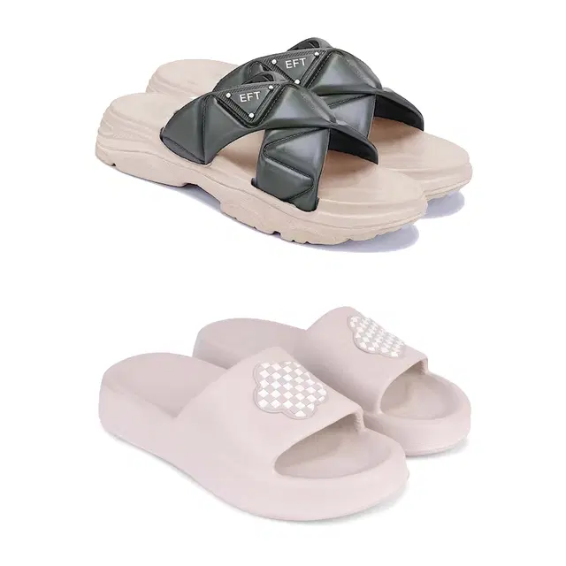 Combo of Sliders for Women, Set of 2 (Multicolor, 5)
