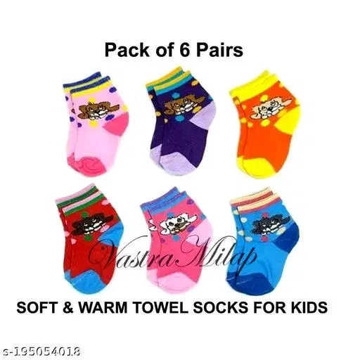 Woolen Socks for Kids, Set of 6 (Multicolor, 0-3 Months)