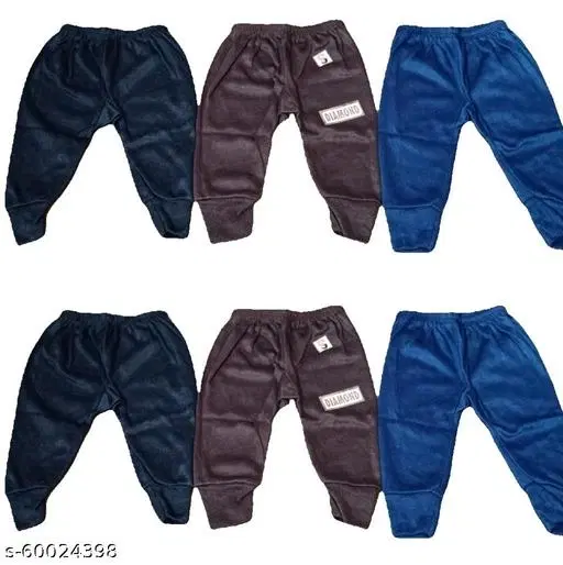 Woolen Thermal Bottomwear for Kids, Pack of 3 (Multicolor, 0-3 Months)