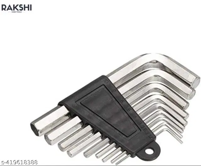 Allen Key Combination Wrench Set, Silver, Set of 9