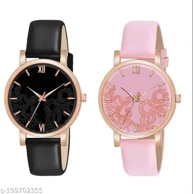 Analog Watch for Women, Pack of 2 (Multicolor)