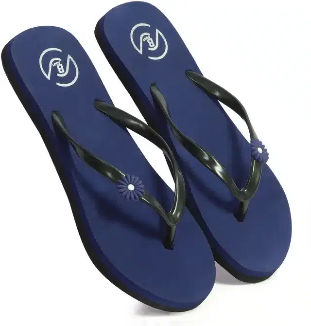 Flip Flops for Women (Navy Blue, 5)
