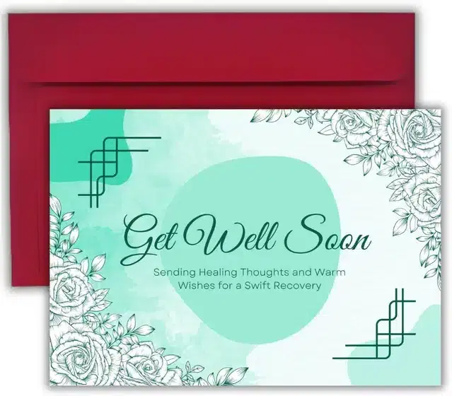 Get Well Soon Printed Card with Envelope, Multicolor, Set of 1