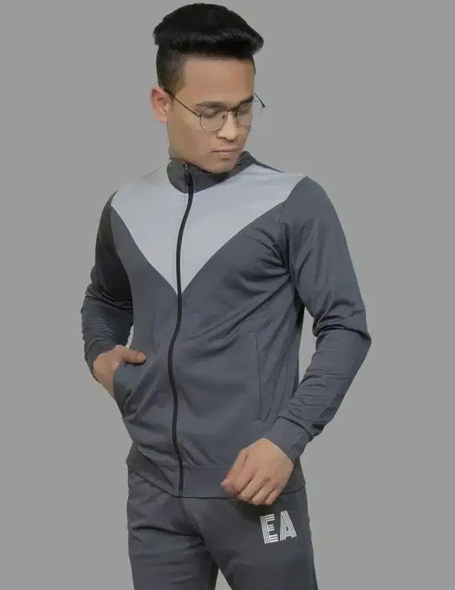 Men's Full Sleeves Jacket (Dark Grey, L)