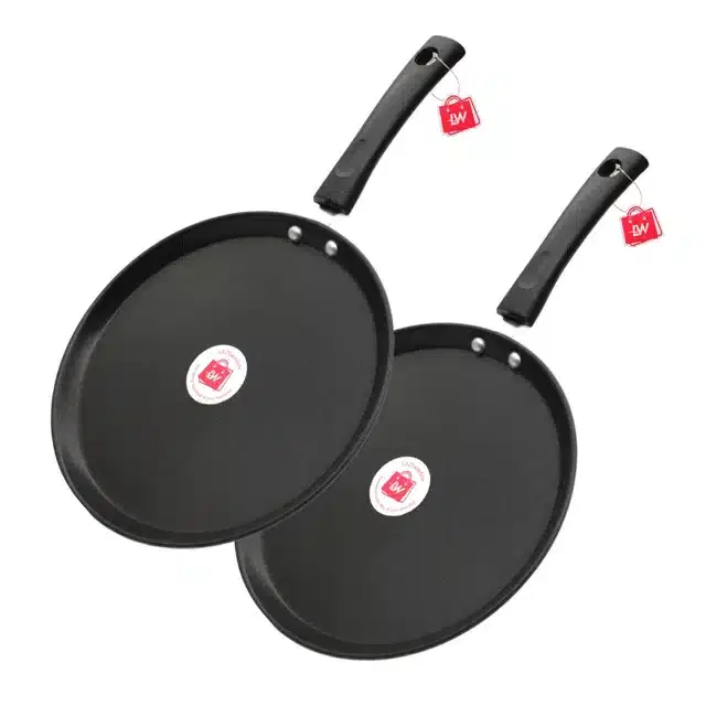 Non-Stick Tawa, Pack of 2, Black, 24 cm