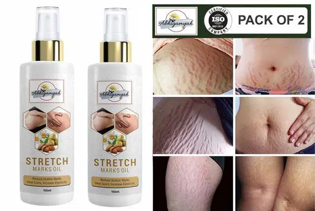 Abhigamyah Present Repair Stretch Marks Removal Natural Heal Pregnancy Breast, Hip, Legs, Mark Oil, 100 ml, Pack Of 2, A-983