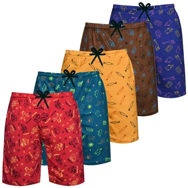 Cotton Shorts for Boys, Pack of 5 (Multicolor, 14-15 Years)