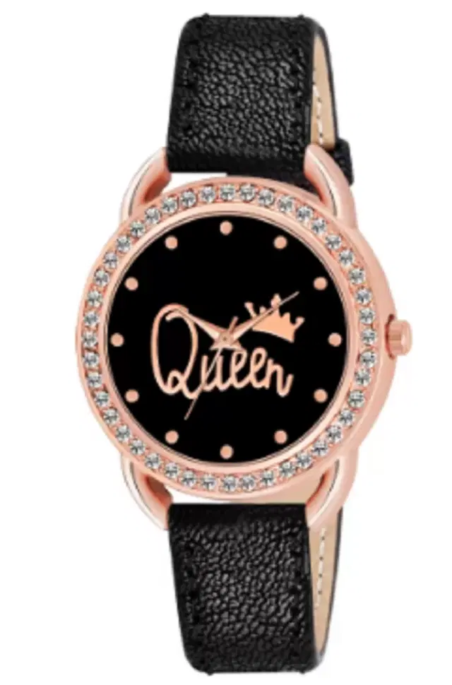 Analog Watch for Women & Girls (Black)