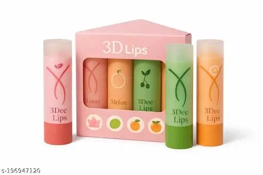 3d Lip Balm Set | Lip Balm Pack Of 10 | Natural Fruity Lip Balms For Women & Girls | Peach | Cherry | Orange | Strawberry | Mix Berry | Tinted Lip Balm | Lip Care For Dry Lips | Long-Lasting Moisture