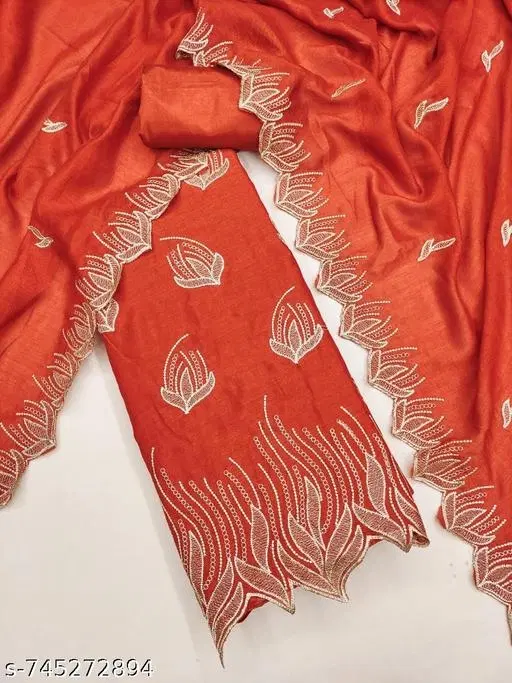 Embroidered Floral Patiala Suits for Women (Multicolor, 6.85 meter (3XL)