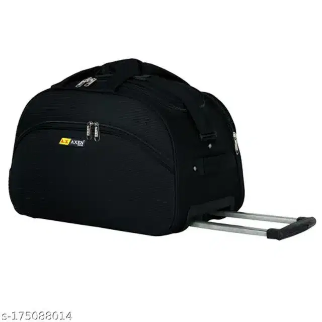 Polyester Trolley Duffel Bag for Men & Women, Black