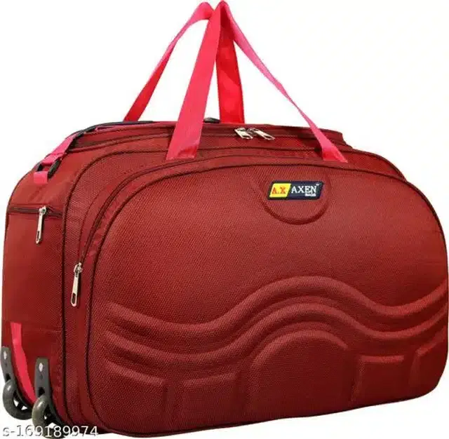 Polyester Trolley Duffel Bag for Men & Women, Maroon