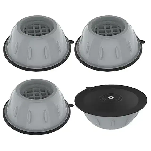 Plastic Shock Absorber Suction Cup Stand Pads for Large Appliances, Grey, Pack of 4