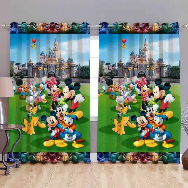 Polyester Printed Door & Window Curtains, Multicolor, 5 feet