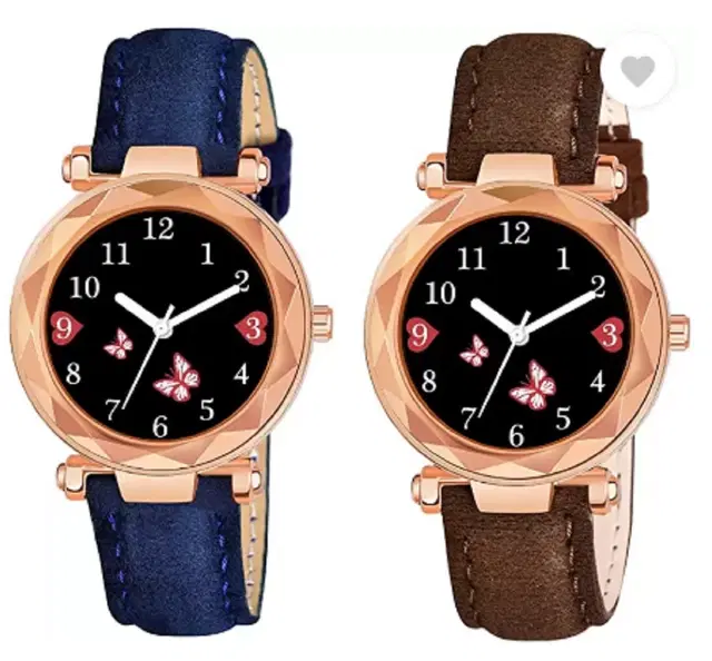 Analog Watch for Women & Girls, Pack of 2 (Multicolor)