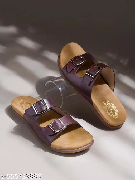 Shoetopia Girls Solid Brown Flip Flops - Size 3.0