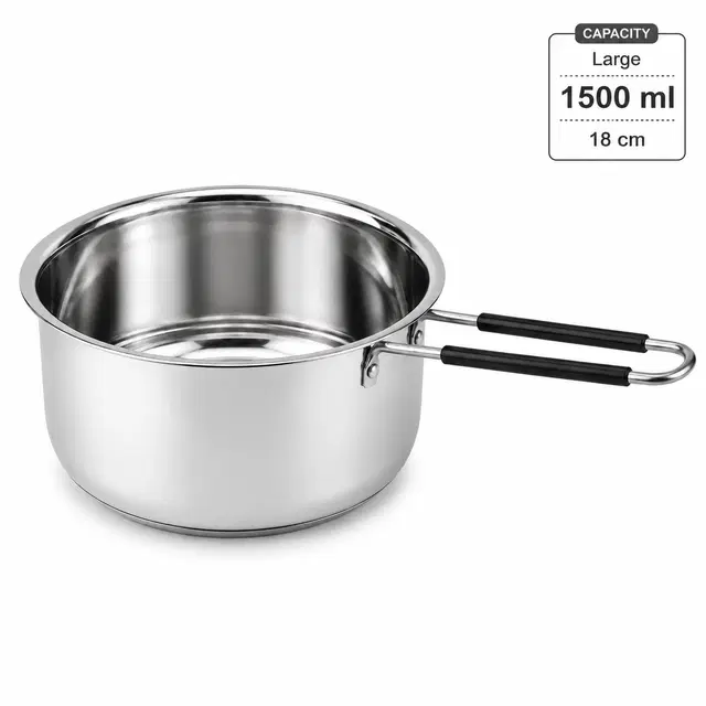 SimpleHome Lightweight Steel Sauce Pan, 1500 ml, 18cm