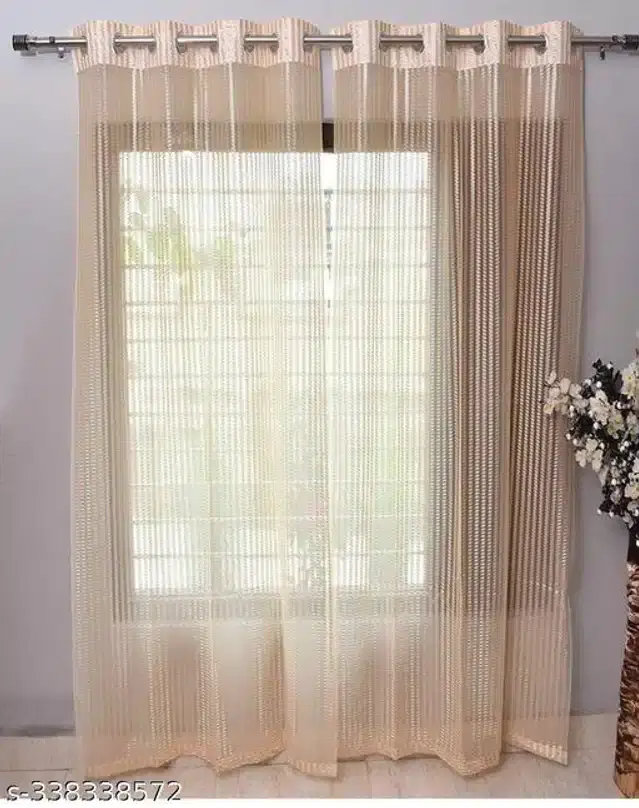 Polyester Curtain for Window, Cream, 7 Feet