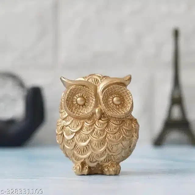 Resin Standing Owl Showpiece, Gold