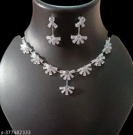 Necklace and Earrings Set for Women (White, 1)