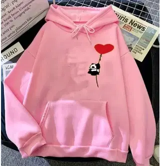 Round Neck Printed Sweatshirt for Women (Pink, S)