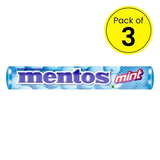 Mentos Mint Flavour Chewy Candy Stick 3X36.4 g (Pack Of 3)