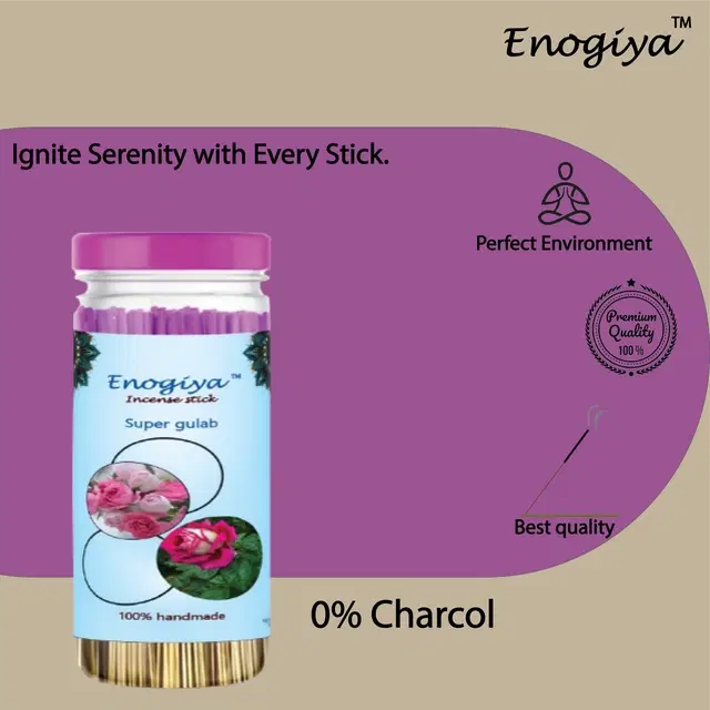 Enogiya Handmade Low Smoke Super Gulab Flavoured Incense Sticks, 400 g