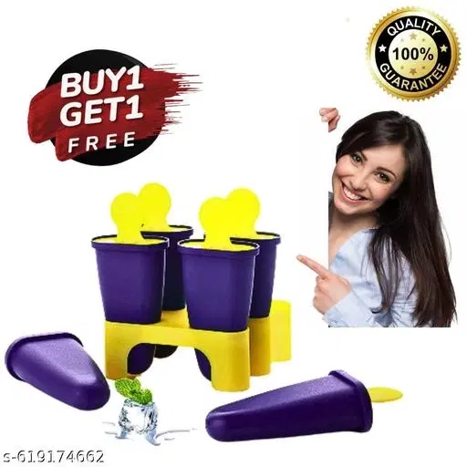 Blue Reuseble Ice Cream Popsicle Mould Set for Home | 6 Cavity Kulfi Maker Mold