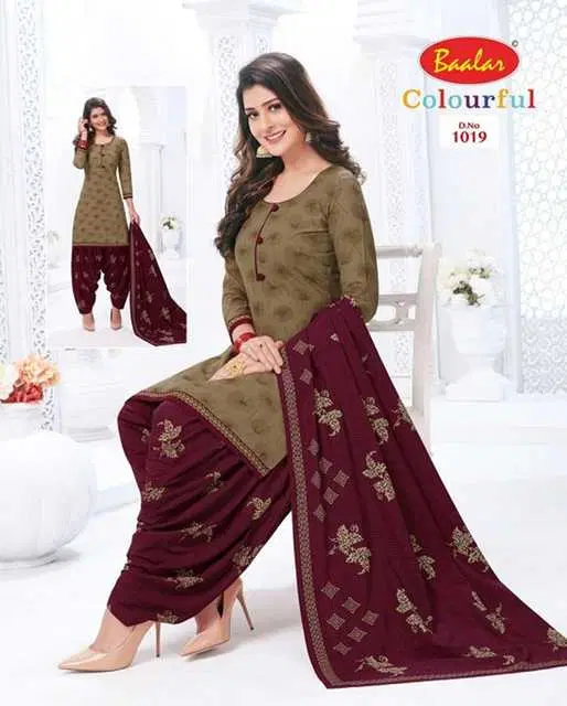 Sharda Classy Leon Crepe Women Printed Unstitched Casual Dress Material Suit (Mehandi) (SC-37)