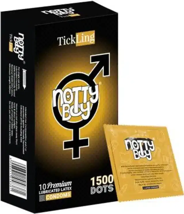 NottyBoy TickLing Extra Dotted Premium Latex Condoms, Pack of 10