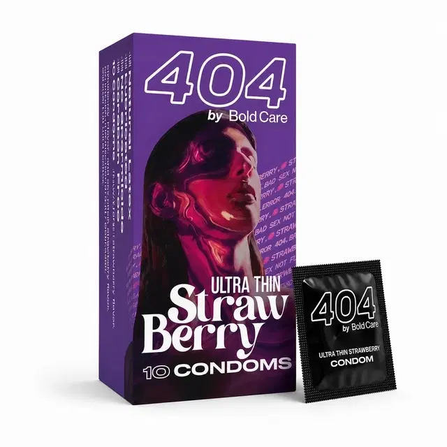 Bold Care 404 Super Ultra Thin Strawberry Flavored Condoms, 10 Pcs