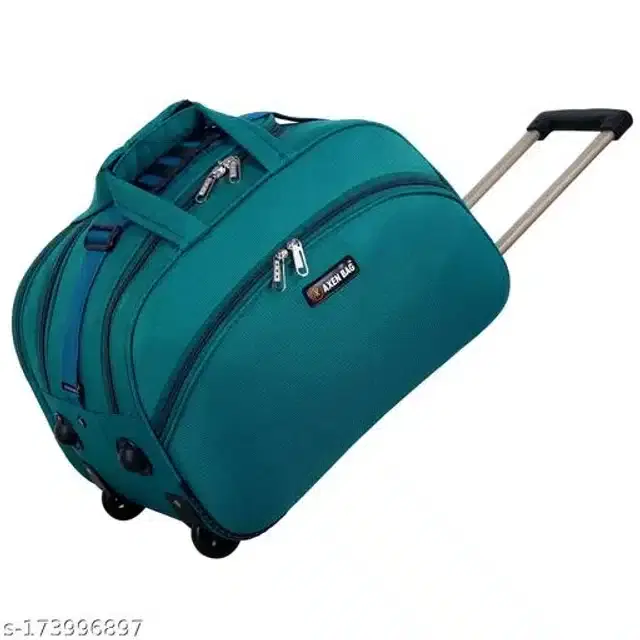 Polyester Trolley Duffel Bag for Men & Women, Teal