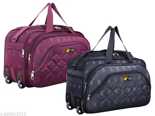 Polyester Duffel Bags, Grey & Purple, Pack of 2