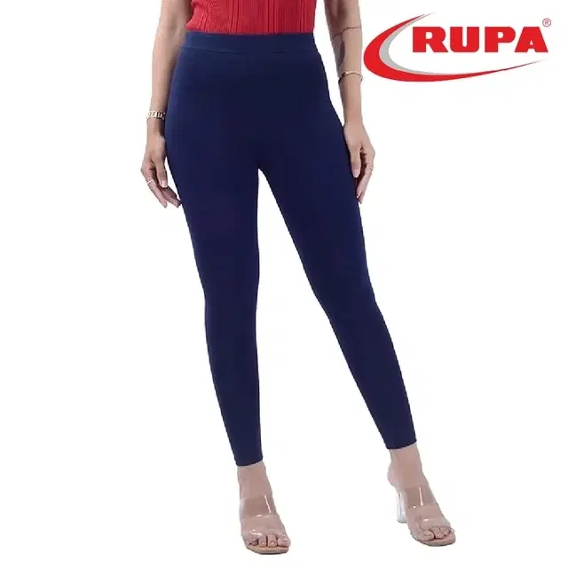 Rupa Cotton Lycra Ankle Length Legging for women, Navy Blue (Free Size)