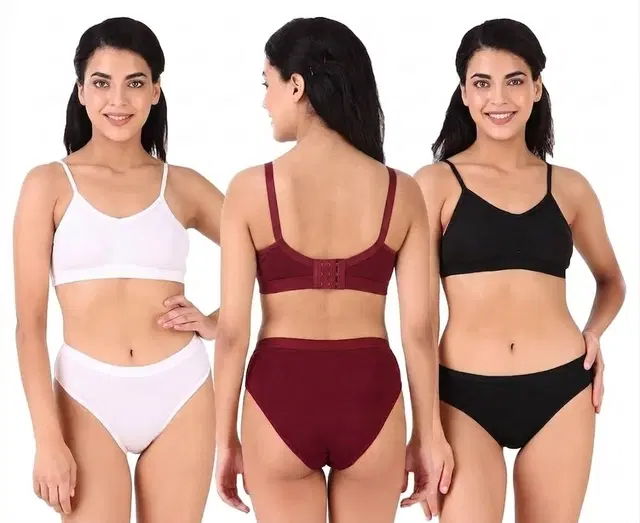 Padded T-Shirt Bra & Panty Set for Women, Pack of 6 (Multicolor, 28)