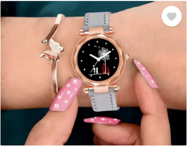 Analog Watch for Women & Girls (Grey)