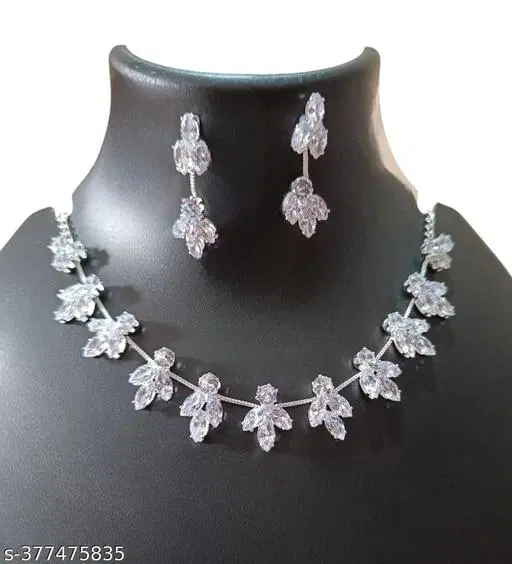 Necklace and Earrings Set for Women (White, 1)