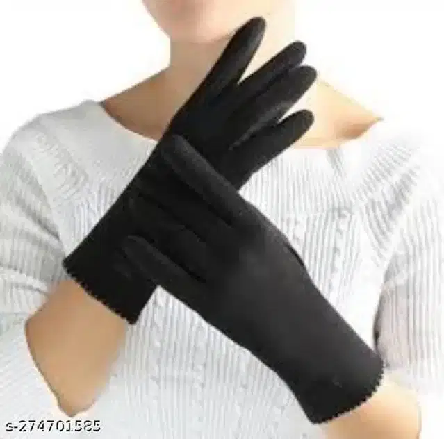Cotton Summer Hand Gloves for Women (Black)