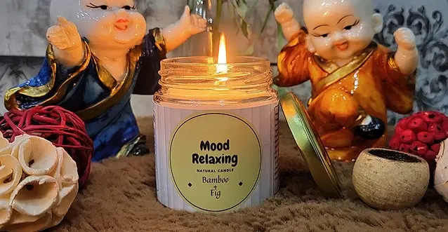 Floish Decor Premium Bamboo Fig Scented Mood Relaxing Candle
