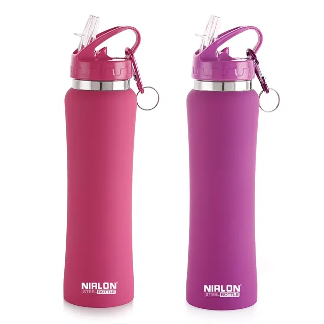 Nirlon Stainless Steel Sipper Water Bottle, Multicolor, 750 ml, Pack of 2